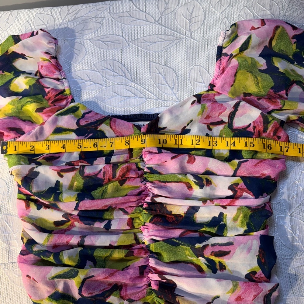 Abercrombie & Fitch Multicolor Floral Ruched Blouse Size Medium - Picture 5 of 11
